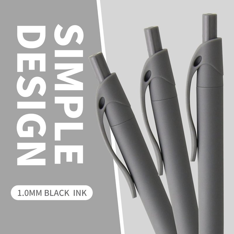 deegtran Pens Bulk, 50 Pack No Bleed Grey Barrel Black Ink Click Pens, Wholesale Retractable Ballpoint Pens, Pen Medium Point, Smooth black Ink Pen, 1.0MM - Image 2